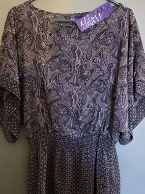Miley Cyrus & Max Azria Purple Paisley Boho Blouse